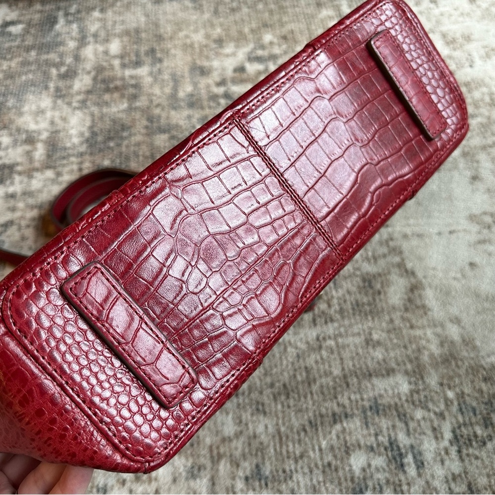 Radley London Womens Croc Embossed Leather Satchel Bag Red - Picture 8 of 12